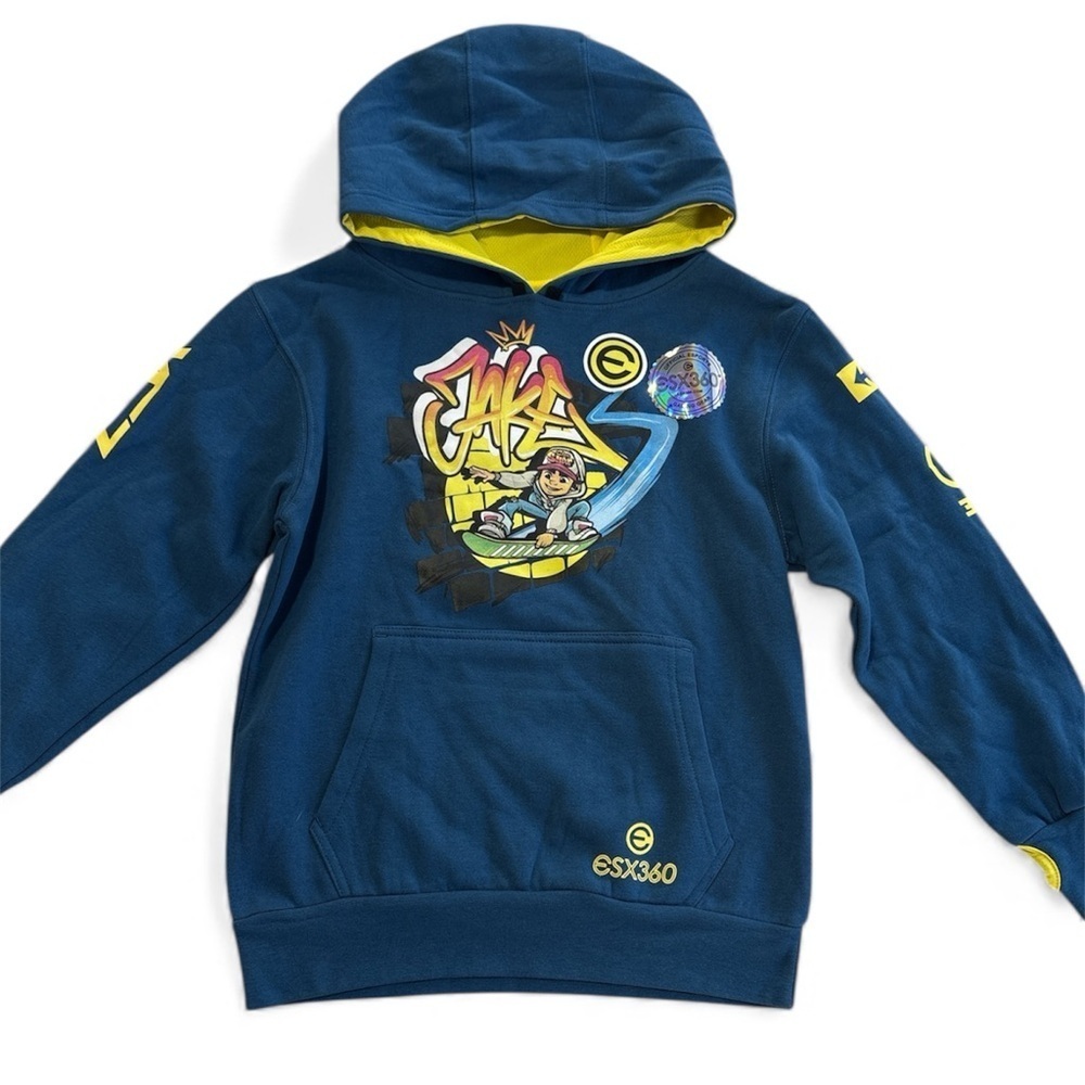 Boys Navy Hoodie with Yellow Details